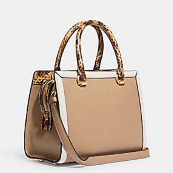 Women’s Handbag COACH Grace Carryall Colorblock Snake Embossed Leather AUTHENTIC - Picture 6 of 10
